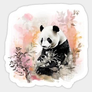 Panda with semi abstract foliage Sticker